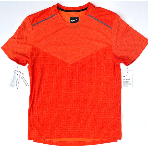 Nike Tech Pack Breathe NWT Men's Running Reflect Trim Orange Shirt Size Medium - Picture 2 of 16